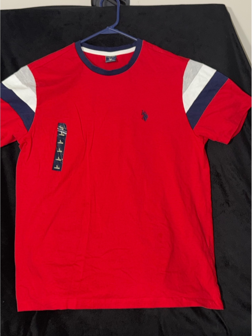 U.S. Polo Assn. Men's Red Colorblock Sleeve T-Shirt Large